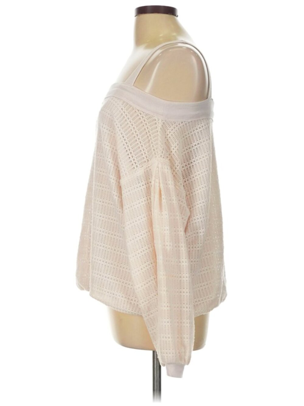 Free People "Sistine Hacci" Cold Shoulder Knit Top In Pearl - Size Large - Picture 6 of 12